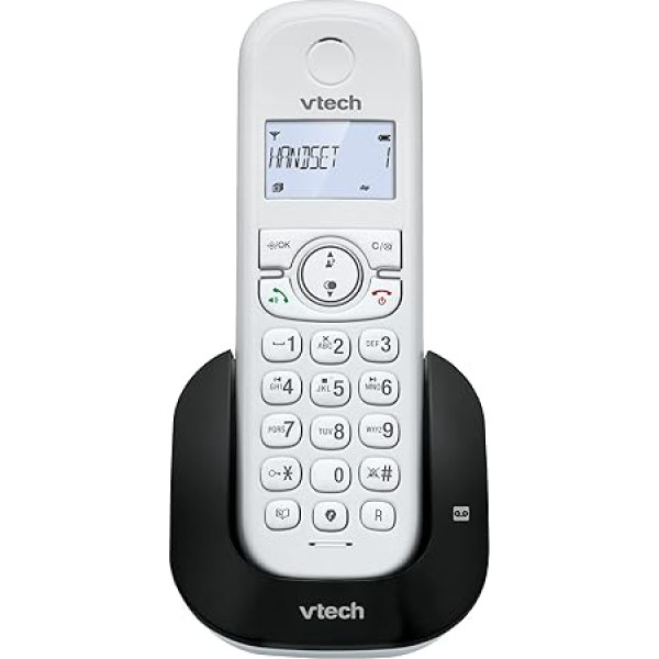 VTech CS1550 DECT bezvadu tālrunis ar automātisko atbildētāju, inovatīvu uzlādes staciju, ECO režīmu, zvanītāja noteikšanas/izsaukuma funkciju, brīvroku funkciju, apgaismotu displeju un tastatūru