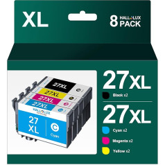 27 XL Multipack 27XL daudzpakete 27XL printeru kasetnes, kas ir saderīgas ar Epson 27XL daudzpaketi 27 Epson WF 3620 printeru kasetnēm Workforce WF-3640DTWF WF-7710DWF WF-7720DTWF (2 melnas, 2 zilas, 2 dzeltenas, 2 purpursarkanas, 2 dzeltenas)