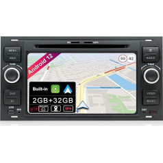 JOYX Android 10 autoradio piemērots Ford C-Max/Connect/Fiesta/Focus/Fusion/Galaxy/Kuga S-Max/Transit/Mondeo Black | Bez atpakaļskata kameras | 2G + 32G | 7 collu 2 DIN | ar 4G WiFi DAB BT GPS