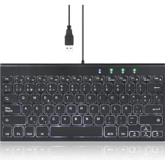 Perixx PERIBOARD-429 Mini tastatūra ar aizmugurējo apgaismojumu Slim Lightweight Design Multimediju taustiņi PC klēpjdatoram melns Spāņu QWERTY izkārtojums