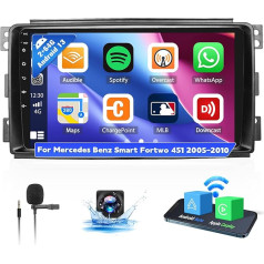 OiLiehu 2G + 64G Android 13 Double DIN Radio Carplay Android automašīnai Mercedes Benz Smart Fortwo 451 2005-2010 Automobiļu radio ar 9 collu ekrānu Atbalsta Bluetooth/FM RDS/WiFi/GPS/Rear View Camera