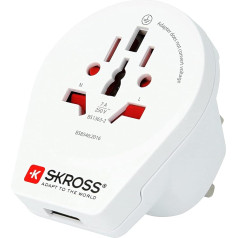 SKROSS USB lādētājs no pasaules uz Lielbritāniju: Reiseadapter für Reisen in Länder, die den britischen Standard verwenden; inklusive integiertem USB-Port (2100 mA)