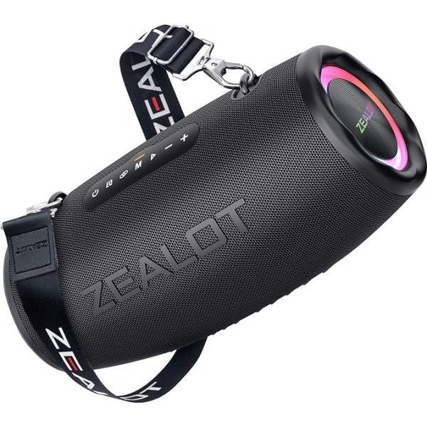 ZEALOT Bluetooth Lautsprecher,Tragbarer Bluetooth Box für Draußen,80W Stereo Sound,BassUp,16000mAH Akku,AUX ports,USB,Micro SD/TF,USB-C,Powerbank,Bluetooth 5.2,IPX6 Waterproof,für Camping,Pool,Garten