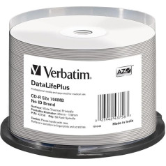 1x 50 Verbatim CD-R 80/700MB 52x белый широкоформатный с термопечатью