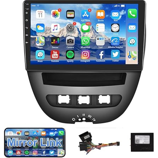 Hodozzy Android autoradio Toyota Aygo/Peugeot 107/Citroen C1 2005-2014, 10,1 collu Bluetooth radio ar GPS/WiFi/RDS/Mirror Link/SWC/USB+Canbus