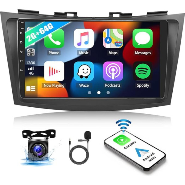 2G + 64G CAMECHO Android 12 auto radio priekš Suzuki Swift 2011-2017 Suzuki Ertiga 2012-2017, auto radio ar navigāciju Carplay Android Car, 9