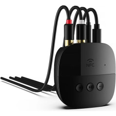 Junbyuhu Bluetooth 5.2 Receiver with NFC Adapter AUX/RCA Jack 3.5 mm Wireless Bluetooth Audio Adapter Support USB TF Card