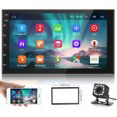 Podofo Double DIN Android 9.1 auto radio ar Bluetooth brīvroku komplektu 4.0 / USB / WiFi / GPS / Mirror Link MP5 / SD / FM / AUX / SWC ar aizmugures skata kameru (12 gaismas) Android/iOS ierīcēm