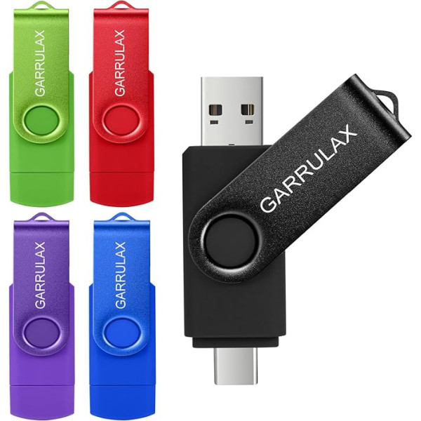 GARRULAX USB Flash Drive, 2 в 1 OTG Тип C USB 2.0 Вращающийся Memory Stick Дата Memory Stick Pendrive Палец для Android смартфонов Macbook Планшеты ПК 16GB