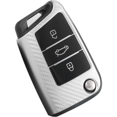 KUNIO Flip Key Case Fits VW Golf 7 MK7 Polo T-ROC Tiguan Fits Skoda Superb Octavia Fits Seat Cupra Ateca Leon Ibiza Auto atslēgu aizsardzība TPU atslēgu vāciņš 3 pogas sudraba krāsā