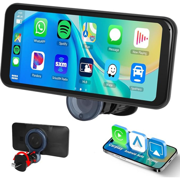 Podofo Wireless Carplay & Android Auto Tragbares Autoradio, 6,25-Zoll-Auto-Touchscreen mit Bluetooth/Airplay/Android Cast, Plug & Play