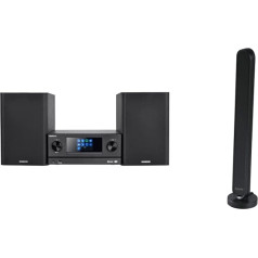 Kenwood M-9000S-B Smart Micro Hi-Fi System с интернет-радио, DAB+, цвет черный и комнатная антенна Hama DAB для радио (DAB, DAB+, FM, кабель 1,4 м) черный