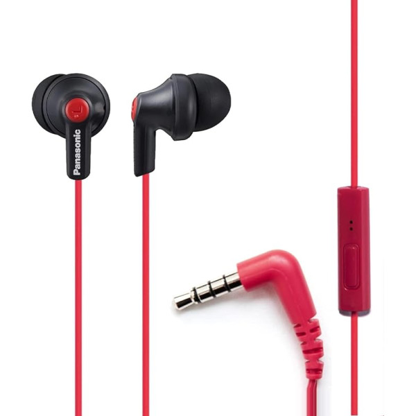 Panasonic ErgoFit RP-TCM125-KB austiņas ar mikrofonu un zvanu vadību, saderīgas ar iPhone, Android un BlackBerry - In-Ear (matēts melns/arkans), S/M/L komplektā