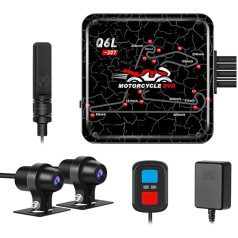 VSYSTO Dashcam Motociklu kamera 1080p Double Lens Camera Motociklu priekšējā aizmugurējā sporta kamera ar stāvvietas režīmu GPS WiFi nakts redzamība