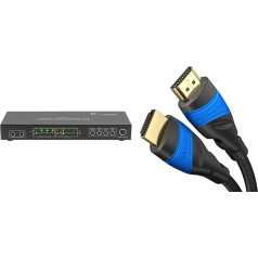 FeinTech VMS02400 HDMI 2.0 Matrix Switch Splitter 2 Inputs 4 Outputs Audio Extractor 4K 60Hz HDR & KabelDirekt - 4K HDMI Cable - 5m - 4K@60Hz (Extra Copper for up to 18Gbps, Black)