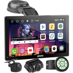 ATOTO P9 portatīvais digitālais multivides uztvērējs, Android auto radio 4G + 32G, bezvadu Carplay un Android Car, 4G-LTE, GPS izsekošana, 1080P priekšējā un aizmugurējā skata kamera, HDMI atbalsts, P9BC03-EU01