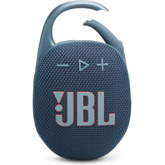 JBL Clip 5 zilā krāsā - pārnēsājams Bluetooth skaļrunis Pro Sound, dziļi basi un atskaņošanas laika palielināšanas funkcija - ūdens un putekļu izturīgs - 12 stundu darbības laiks