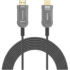 phoossno Gen 2 sertificēts 8K optiskās šķiedras HDMI 2.1 kabelis Īpaši ātrdarbīgs HDMI kabelis 48Gbps 65ft 20m HDR eARC HDCP2.2 2.3 Atbalsta 4K 120Hz 8K60Hz Saderīgs ar PS5 Xbox RTX3080/3090/LG C9/B9