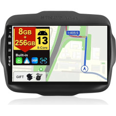 BXLIYER - [8G+256G, 8-Core] - Android 13 IPS Autoradio für Jeep Renegade (2015-2018) - Kabellos CarPlay/Android Auto/DSP - LED Kamera & MIC - 9 Zoll 2 Din - DAB Lenkradsteuerung Fast-Boot 360-Kamera