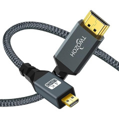 Twozoh Micro HDMI to HDMI Cable Long 7.5 m, High Speed HDMI to Micro HDMI Braided Cord Support 3D 4K/60Hz 1080p