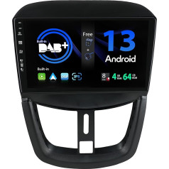 SXAUTO - Iebūvēts DAB - Android 12 IPS autoradio Peugeot 207 (2006-2015) - Iebūvēts Carplay/Android Car - LED kamera + mikrofons - 4G + 64G - 360-CAM stūres vadības stūres vadība Fast Boot WiFi - 2 DIN 9 collas