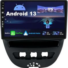 SXAUTO Android 12 IPS auto radio Toyota Aygo/Peugeot 107/Citroen C1 (2005-2014) - Iebūvēts CarPlay/Android Car - Bez kameras - 2G + 32G - DAB Fast Boot vadība no stūres - 2 DIN 10,1 collas