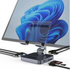 USB C dokstacija iPad Pro, oditton USB-C centrmezgls (8-in-1) ar salokāmu statīvu, 4K @ 30Hz HDMI, 3,5 mm audio, 60 W PD uzlāde, 2 x USB 3.0, SD/TF, iPad Pro 2021-2018