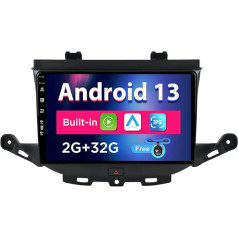 SXAUTO Android 13 IPS auto radio piemērots Vauxhall Astra K/Buick Verano GS (2016-2020) - Iebūvēts CarPlay/Android Car - Bez kameras - 2G + 32G - Vadāms no stūres DAB Fast Boot - 2 DIN 9 collas