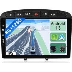 YUNTX [6GB + 128GB] Android 13 autoradio Peugeot 308 (2007-2013)-[Integrēts CarPlay/Android Car/DSP/GPS]-9 collu IPS 2.5D kamera + MIC-DAB/Stūres kontrole/Mirror Link/Bluetooth 5.0/360