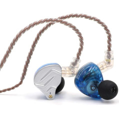 LINSOUL KZ ZSN Pro Dual Driver 1BA + 1DD hibrīda metāla austiņas HiFi In-Ear monitoram ar noņemamu 2-pin kabeli, cinka sakausējuma panelis (ar mikrofonu, zils)