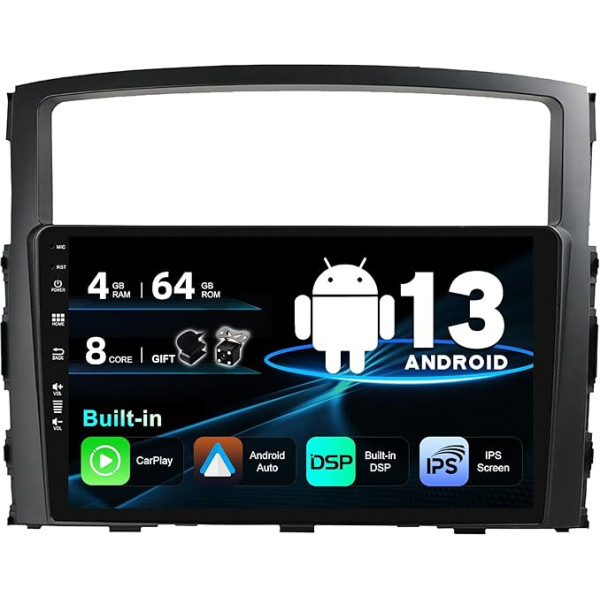 SXAUTO Android 13 IPS auto radio piemērots Mitsubishi Pajero 4 V80 V90 (2006-2014) - Iebūvēts Carplay/Android Car/DSP - atpakaļgaitas kamera + MIC - 4G + 64G - DAB 360-Camera SWC Fast-Boot AHD - 2 DIN 9