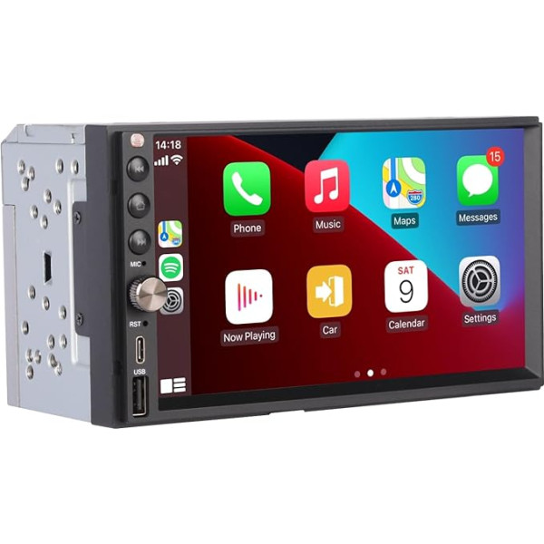 LXKLSZ Bezvadu Carplay Bezvadu Android automašīnas Double DIN auto radio ar automātisku spilgtumu, 7 collu IPS skārienjūtīgo ekrānu un AHD aizmugures skata kameru/Bluetooth/Mirror Link/FM/AM/USB Type-C