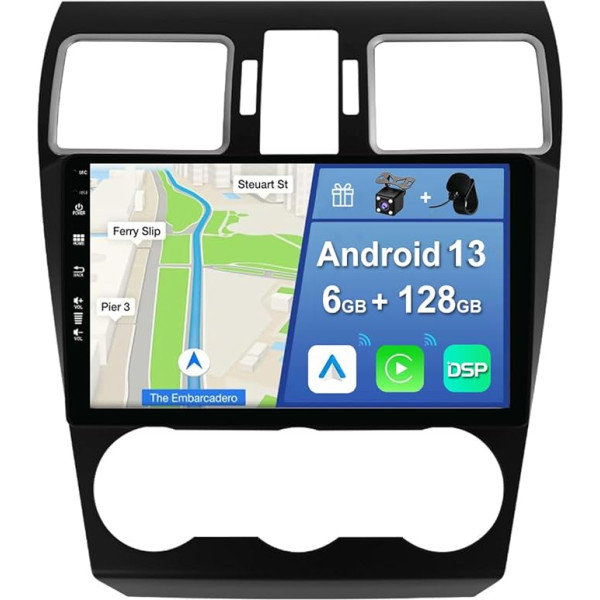 6GB + 128GB Android 13 Auto radio Subaru Forester/XV/WRX 2013-2018-[Integrēts CarPlay/Android Auto/DSP/GPS]-9 collu IPS Touch Screen CAM+MIC-DAB/Mirror Link/Bluetooth 5.0/AHD/360 kamera