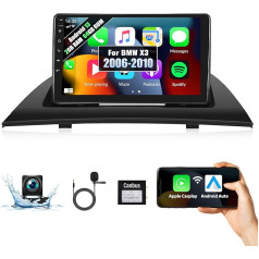 2G + 64G Android 13 auto radio BMW X3 E83 (2004-2012) ar Carplay Bezvadu Android auto 9 collu skārienjutīgais ekrāns Auto radio ar GPS navigāciju HiFi FM/RDS WiFi Bluetooth un USB + atpakaļgaitas kamera un