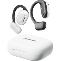 truefree O1 Open Ear Bluetooth 5.3 austiņas, bezvadu austiņas ar dinamiskiem 16,2 mm skaņas draiveriem, ENC, aizraujoša stereo skaņa, 4 mikrofoni, 45 stundu atskaņošanas laiks sportam, treniņiem, spēlēm, baltas krāsas