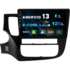 SXAUTO Android 13 [6G+128G] IPS Autoradio für Mitsubishi Outlander (2012-2018) - Eingebaut Carplay/Android Auto - LED Kamera + MIC- 360-CAM DAB Lenkradsteuerung Fast-Boot WiFi DSP - 2 Din 10.1 Zoll