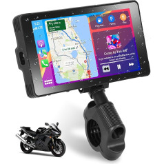 Podofo Motorrad Autoradio mit Wireless Apple Carplay Android Auto, 5.5-Zoll Tragbares Autoradio mit IPS Bildschirm Bluetooth,SWC,FM-Übertragung