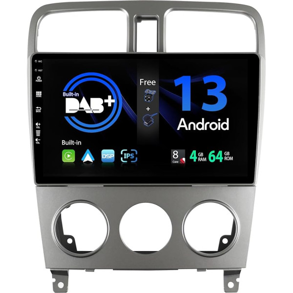 SXAUTO [Iebūvēts DAB] Android 13 Autoradio für Subaru Forester (2004-2008) - Eingebaut Carplay/Android Auto/DSP - LED Kamera + MIC - 4G+64G - 360-CAM Lenkradsteuerung Fast-boot WIFI - 2 Din IPS 9 Zoll