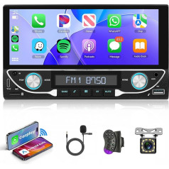 Wireless Carplay Autoradio 2 Din mit Android Auto Mirror Link Bluetooth Freisprecheinrichtung 6,86 Zoll Touchscreen Autoradio mit Bluetooth FM/USB/AUX/Type C/EQ Lenkradsteuerung + Rückfahrkamera