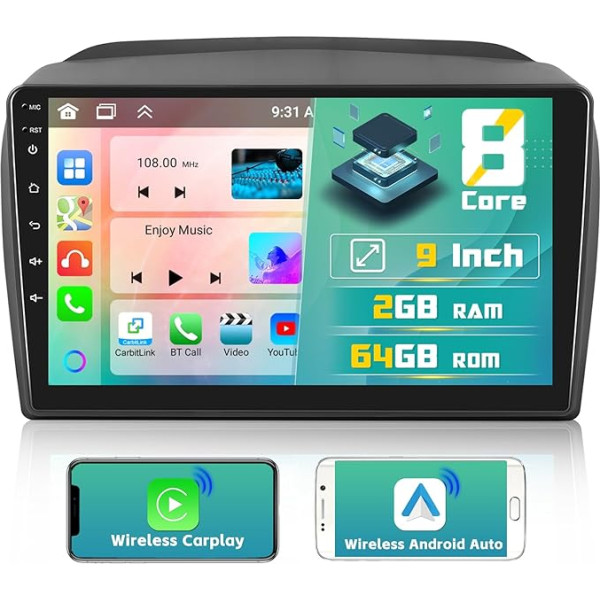 Hikity 8-Core+2G+64G Android 13 Autoradio mit Wireless CarPlay Android Auto für FIAT Doblo 2010-2015/Opel Combo 2011-2018 9