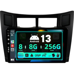 SXAUTO ¦8G+256G¦ Android 13 Autoradio für Toyota Yaris XP90 (2005-2012) - Eingebaut Carplay/Android Auto/DSP - LED Kamera + MIC - DAB Lenkradsteuerung Fast-Boot 360-CAM WiFi - 2 Din IPS 9 Zoll 8 Core