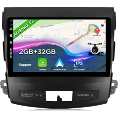 BXLIYER Android 12 auto radio priekš Mitsubishi Outlander (2008-2015) - atpakaļgaitas kamera - 2G + 32G - IPS 9 collu 2 DIN - DAB stūres vadība WiFi Carplay Android auto Bluetooth DSP