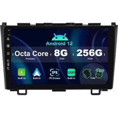 SXAUTO ¦8G+256G ¦ Android 12 IPS Auto Radio Honda CRV (2006-2011) - Iebūvēts Carplay/Android Car/DSP - LED kamera + MIC - DAB stūres vadības stūres vadības Fast Boot 360-CAM WiFi AHD - 2 DIN 9 collas