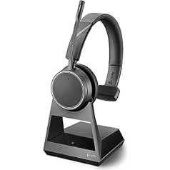 Plantronics Voyager 4210 Office Headset (Poly) - mono Bluetooth austiņas ar mikrofonu virs galvas, trokšņu slāpēšanu un uzlādes staciju - savienojums ar mobilo un stacionāro tālruni - komandas, tālummaiņa un citas funkcijas