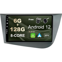 SXAUTO - 6G + 128G - Android 12 IPS auto radio Seat Leon MK2 (2005-2012) - Iebūvēts Carplay/Android Car/DSP - LED kamera + MIC - DAB stūres vadības pults vadība Fast Boot 360-CAM WiFi - 2 DIN 9 collas