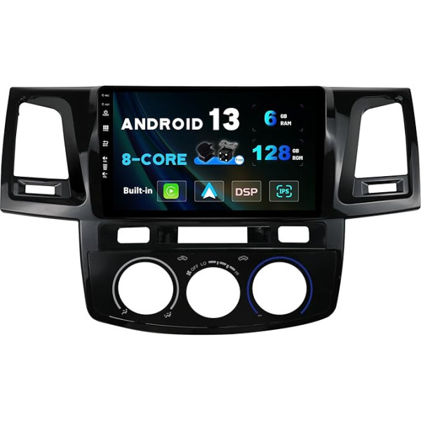 SXAUTO - 6G+128G - Android 13 IPS Autoradio für Toyota Fortuner Hilux Revo Vigo (2008-2014) - Eingebaut Carplay/Android Auto - Kamera + MIC - DAB Lenkradsteuerung Fast-boot 360-CAM WIFI - 2 Din 9 Zoll