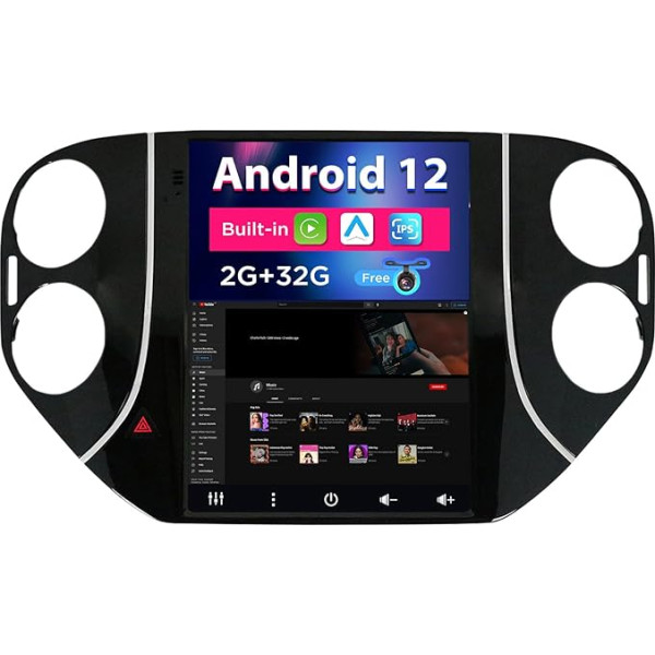 SXAUTO Android 12 IPS auto radio VW Tiguan (2010-2012) - Iebūvēts CarPlay / Android Car - Bez atpakaļskata kameras - 2G + 32G - Vadāms no stūres DAB Fast-Boot WiFi DSP Bluetooth - 2 DIN 9,7 collas