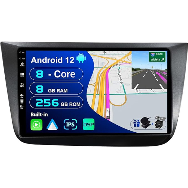 BXLIYER - [8G+256G, 8-core] - Android 12 IPS auto radio VW Altea (2004-2015) - Bezvadu CarPlay/Android Car/DSP - LED kamera un mikrofons - 9 collu 2 DIN - DAB stūres vadības stūres rats Fast Boot 360-CAM WiFi