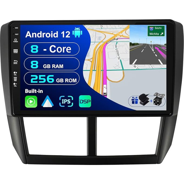 BXLIYER - [8G+256G, 8-core] - Android 12 IPS auto radio Subaru Forester 3 (2007-2013) - Bezvadu CarPlay/Android Car/DSP - Kamera un mikrofons - 9 collu 2 DIN - DAB vadības stūres rats Fast-Boot 360-CAM