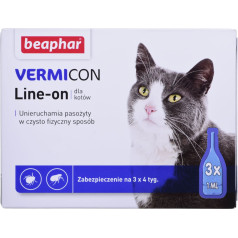 vermicon line-on cat - капли против паразитов для кошек - 3х 1мл
